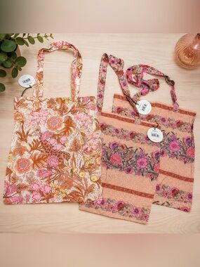 Spell & The Gypsy Library Tote Bundle of 3 NWT — 2x Pink Flamingo + 1x Tropical